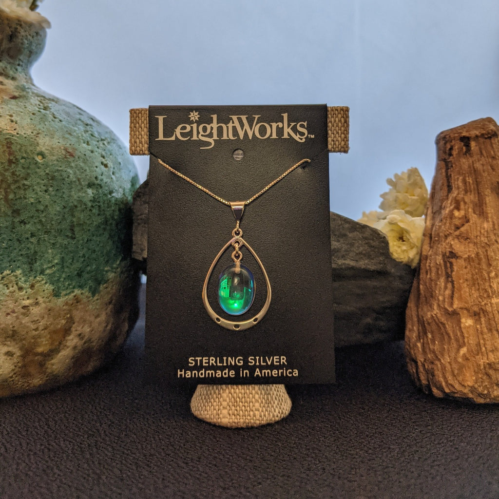 Ringed Crystal Sterling Silver Necklace by LeightWorks GJ-NKL-0015 (Green)