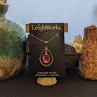 Ringed Crystal Sterling Silver Necklace by LeightWorks GJ-NKL-0015 (Pink)