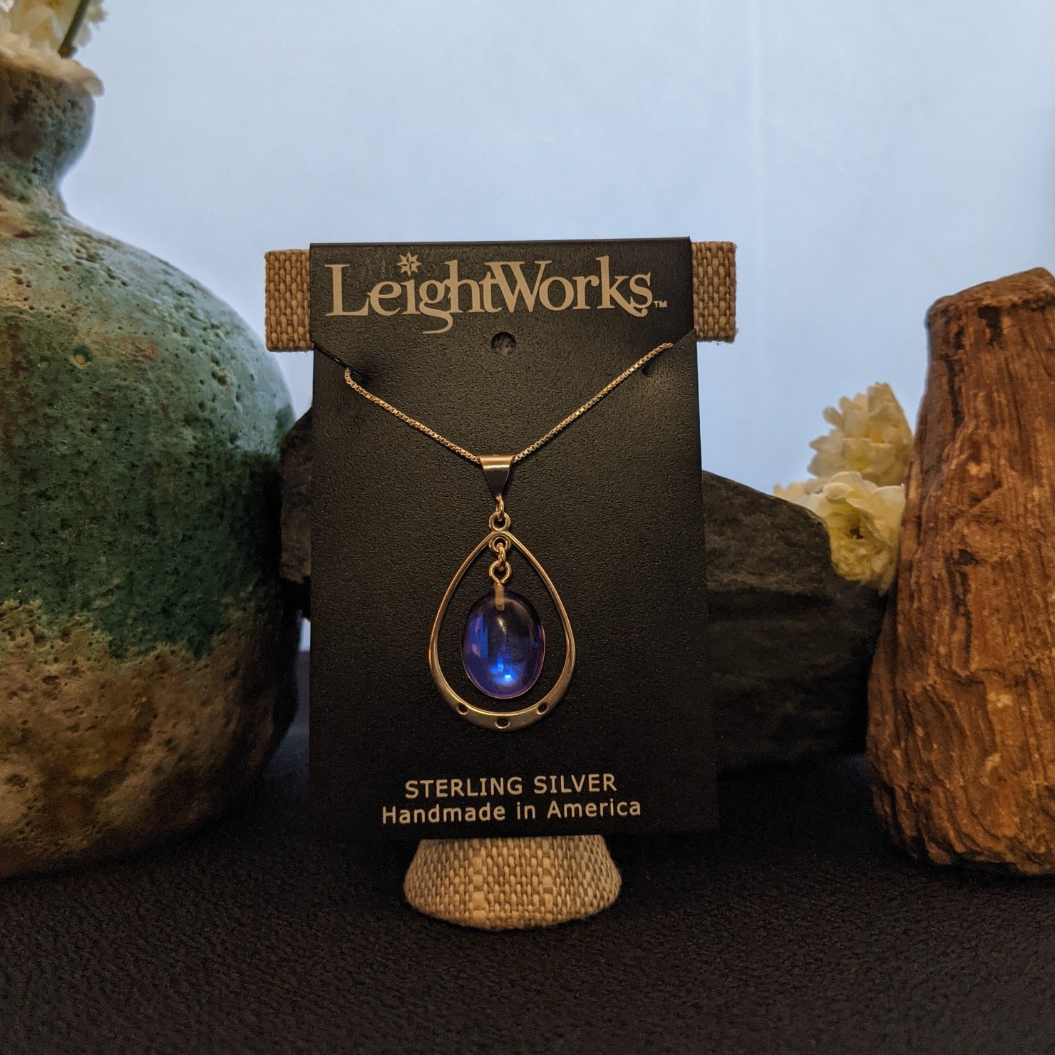 Ringed Crystal Sterling Silver Necklace by LeightWorks GJ-NKL-0015 (Violet)