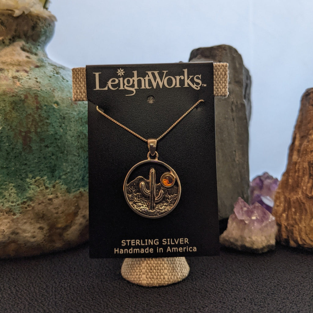 Cactus Pendant Sterling Silver Necklace by LeightWorks GJ-NKL-0008 (Fire)