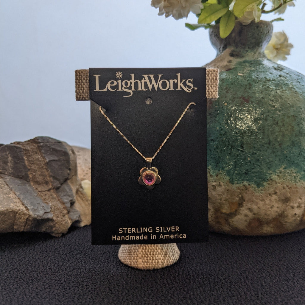 Flower Pendant Sterling Silver Necklace by LeightWorks GJ-NKL-0016 (Pink)