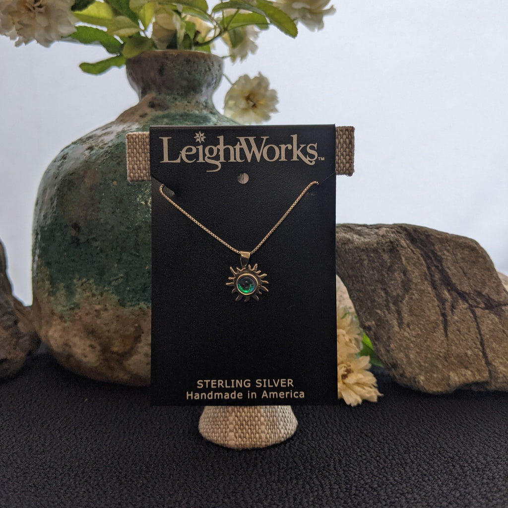 Sun Pendant Sterling Silver Necklace by LeightWorks GJ-NKL-0017 (Green)