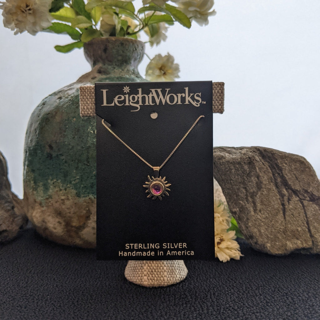 Sun Pendant Sterling Silver Necklace by LeightWorks GJ-NKL-0017 (Pink)