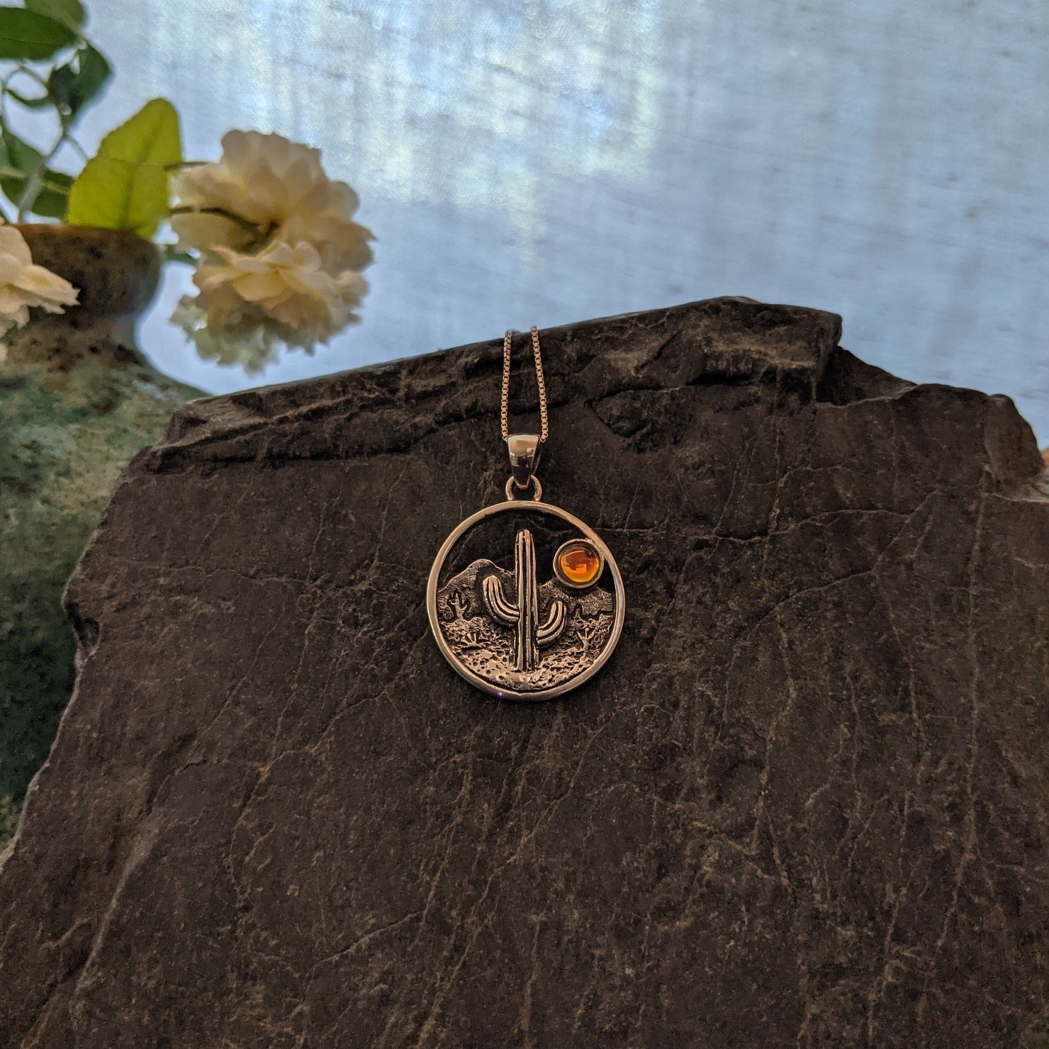 Cactus Pendant Sterling Silver Necklace by LeightWorks GJ-NKL-0008 (Fire)
