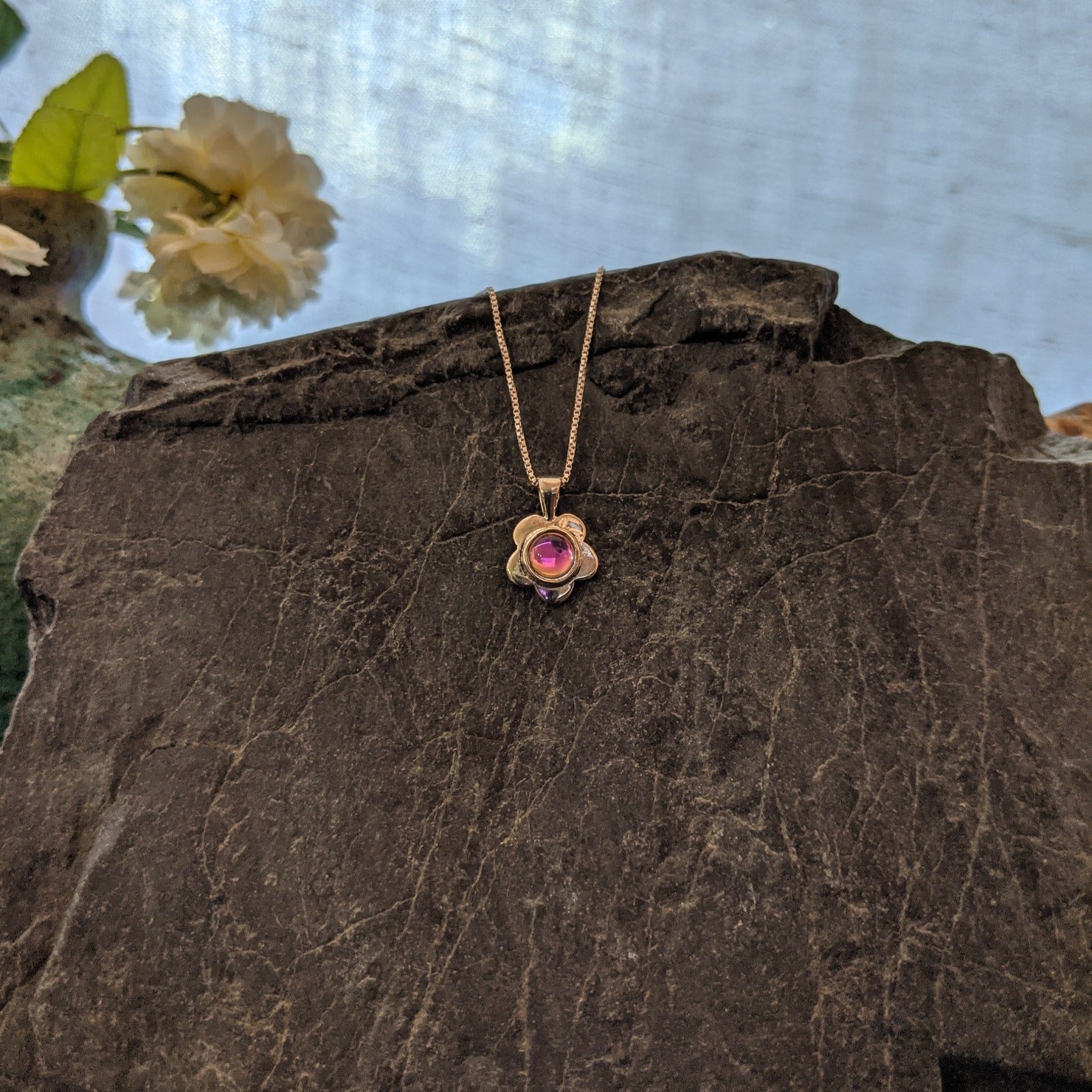 Flower Pendant Sterling Silver Necklace by LeightWorks GJ-NKL-0016 (Pink)
