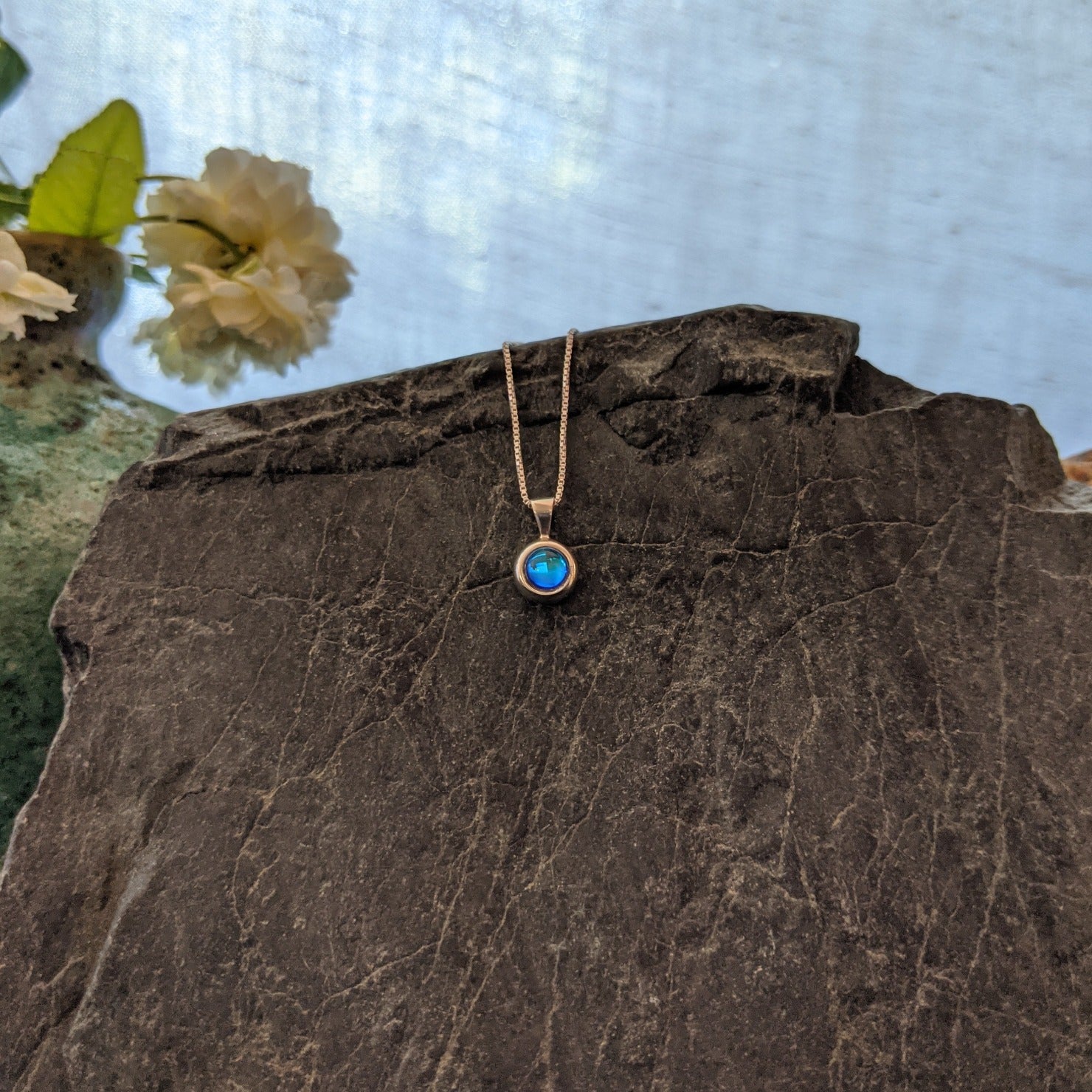 Tiny Pendant Sterling Silver Necklace by LeightWorks GJ-NKL-0014 (Blue)