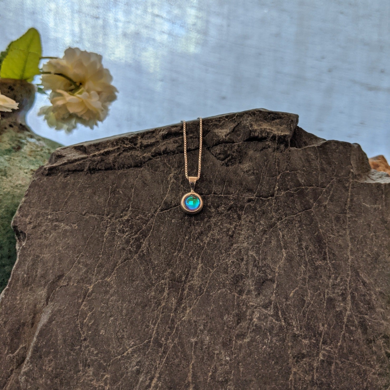 Tiny Pendant Sterling Silver Necklace by LeightWorks GJ-NKL-0014 (Green)