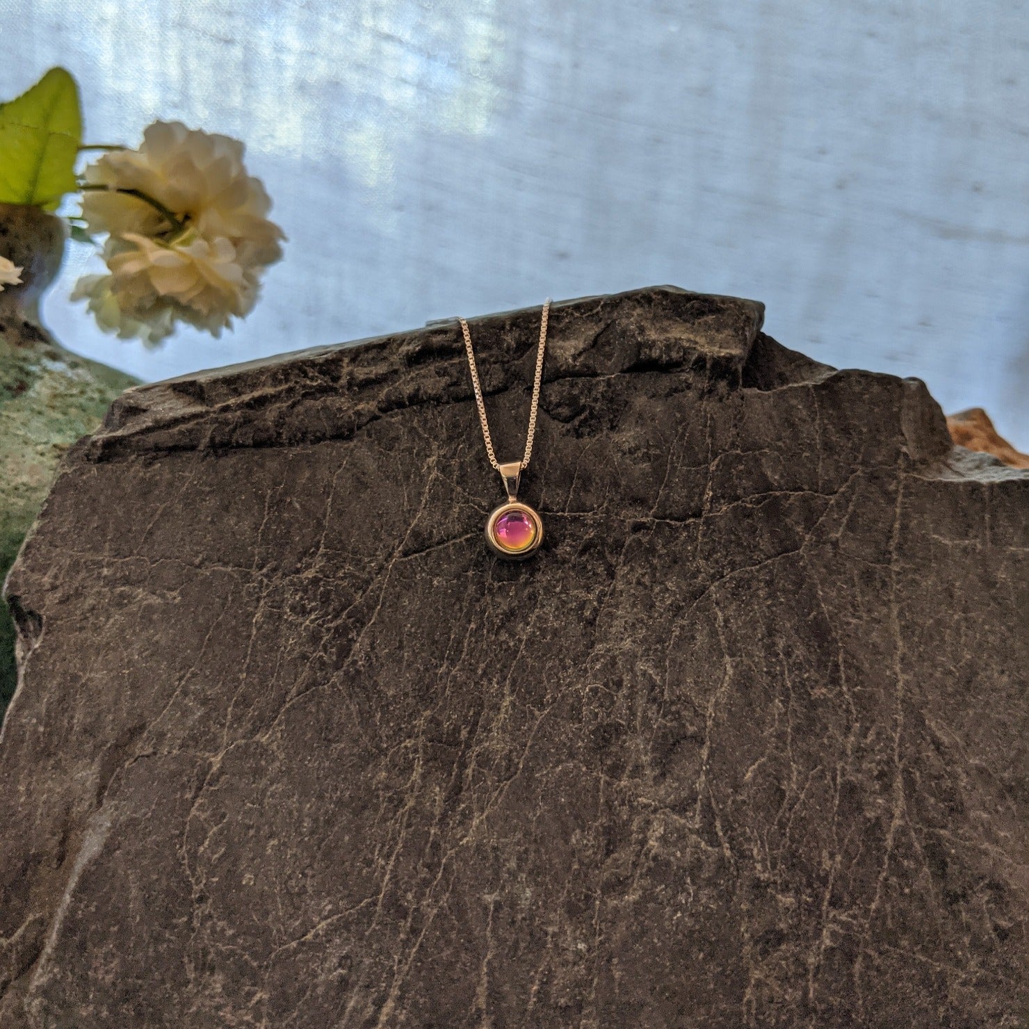 Tiny Pendant Sterling Silver Necklace by LeightWorks GJ-NKL-0014 (Pink)