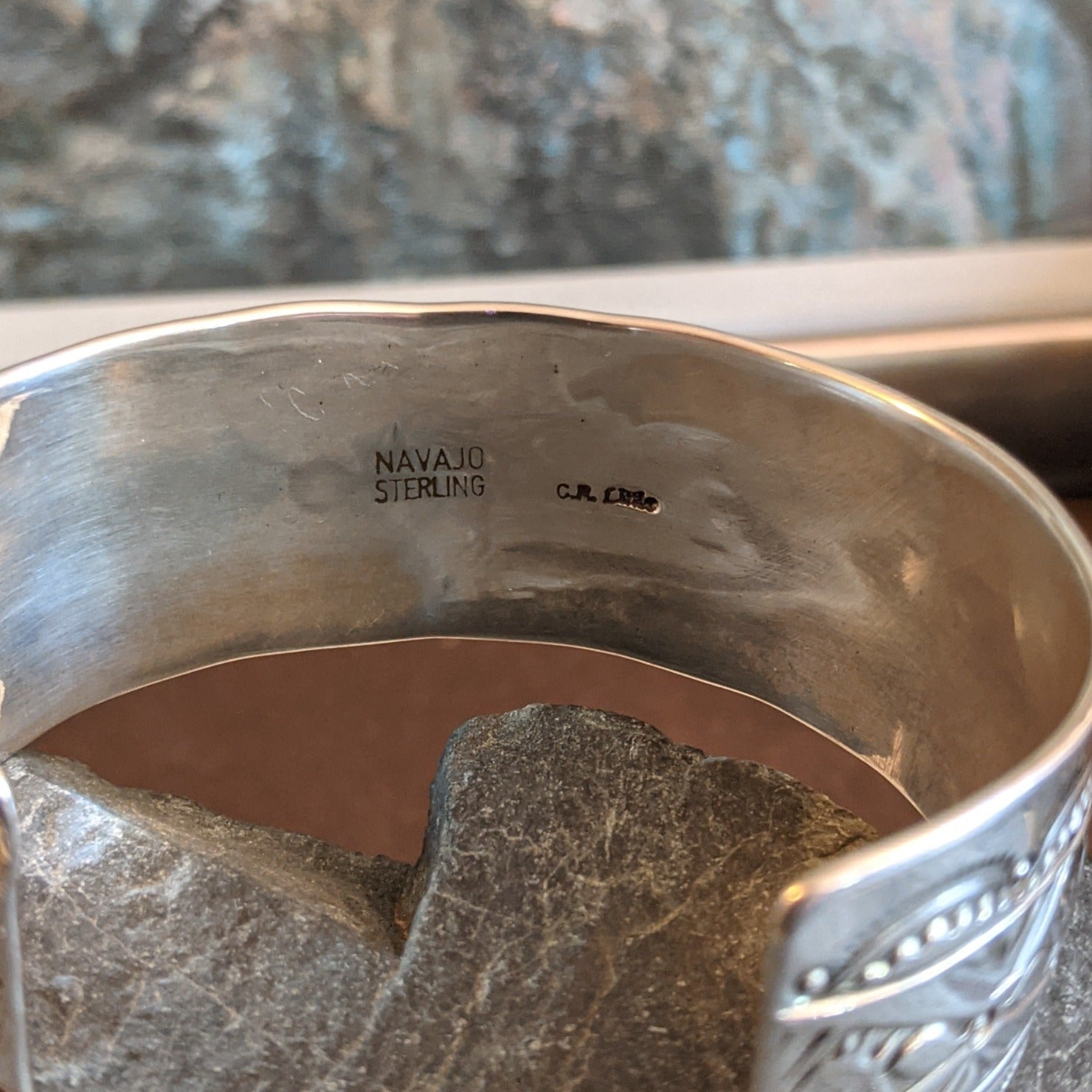 Navajo Made Stamped Silver Cuff GJ-BRC-0047