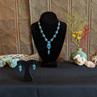 Navajo Made Bluebird Turquoise & Freshwater Pearl Necklace Set by L.D. GJ-JWS-0014