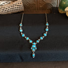 Navajo Made Bluebird Turquoise & Freshwater Pearl Necklace Set by L.D. GJ-JWS-0014