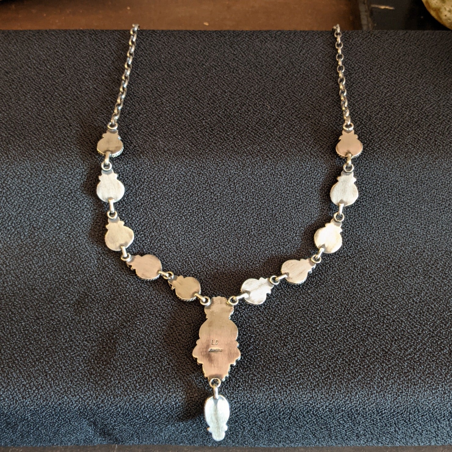 Navajo Made Bluebird Turquoise & Freshwater Pearl Necklace Set by L.D. GJ-JWS-0014