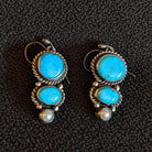 Navajo Made Bluebird Turquoise & Freshwater Pearl Necklace Set by L.D. GJ-JWS-0014