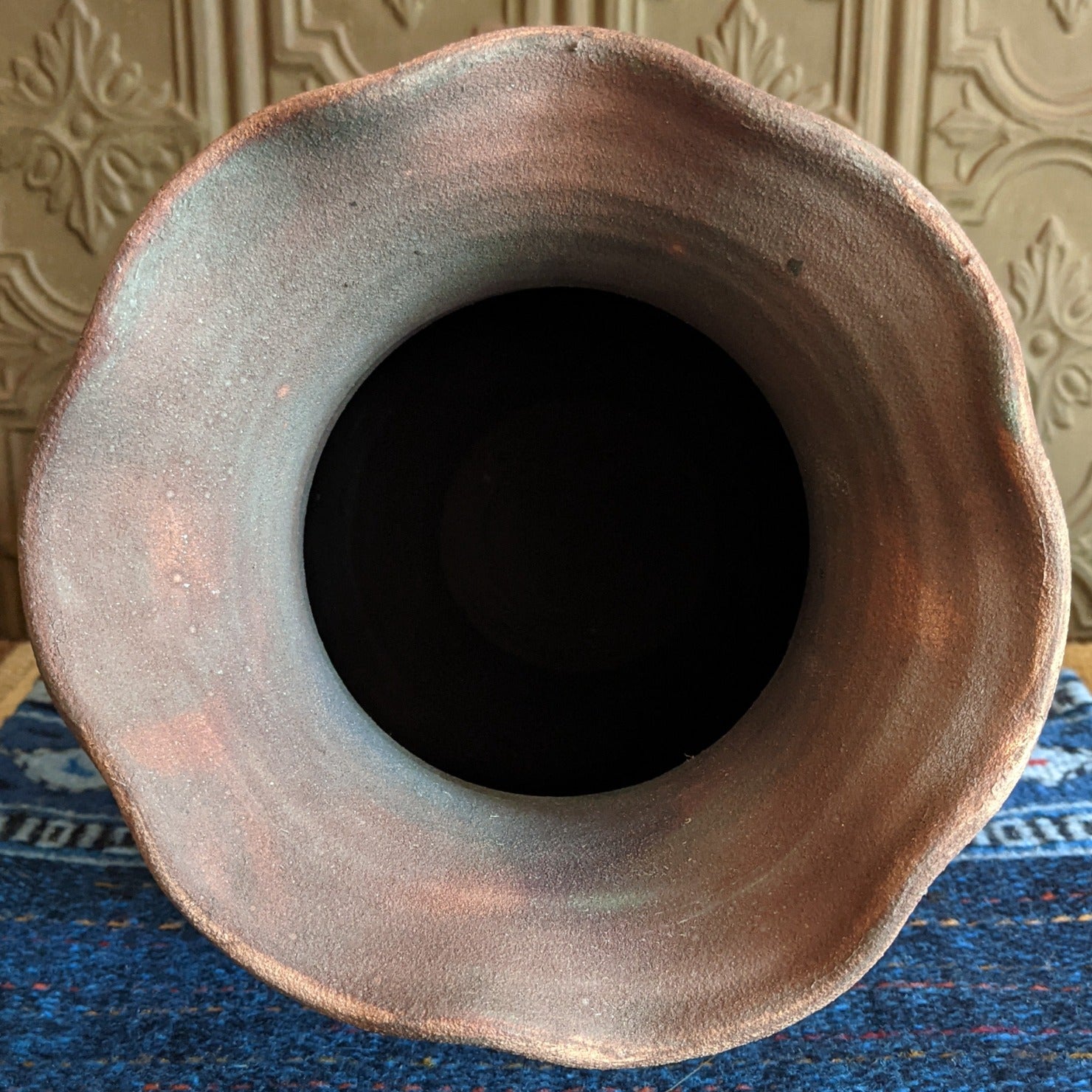 Large Rippled Raku Vase by Jim Calhoun GF-0154