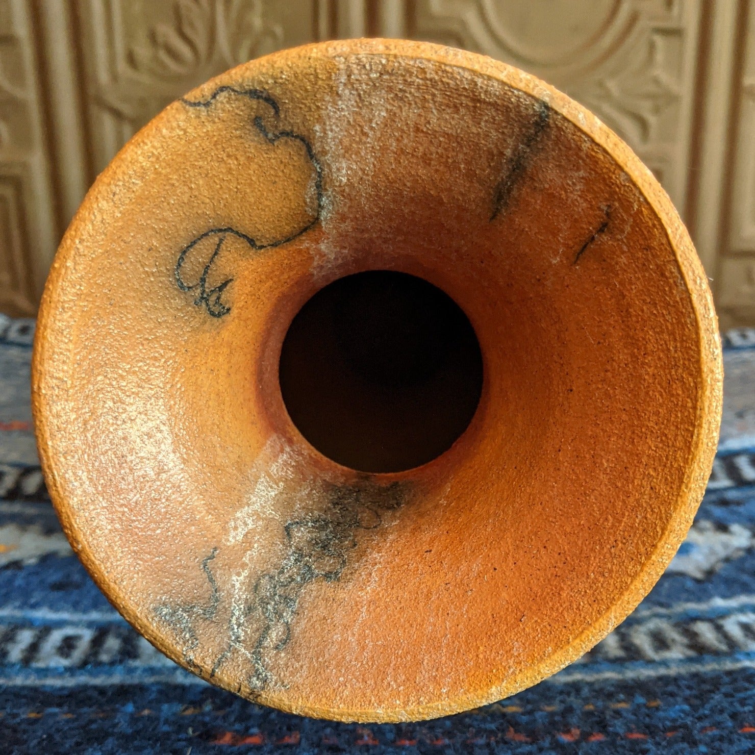 Slender Terracotta Horsehair Vase by Jim Calhoun GF-0159