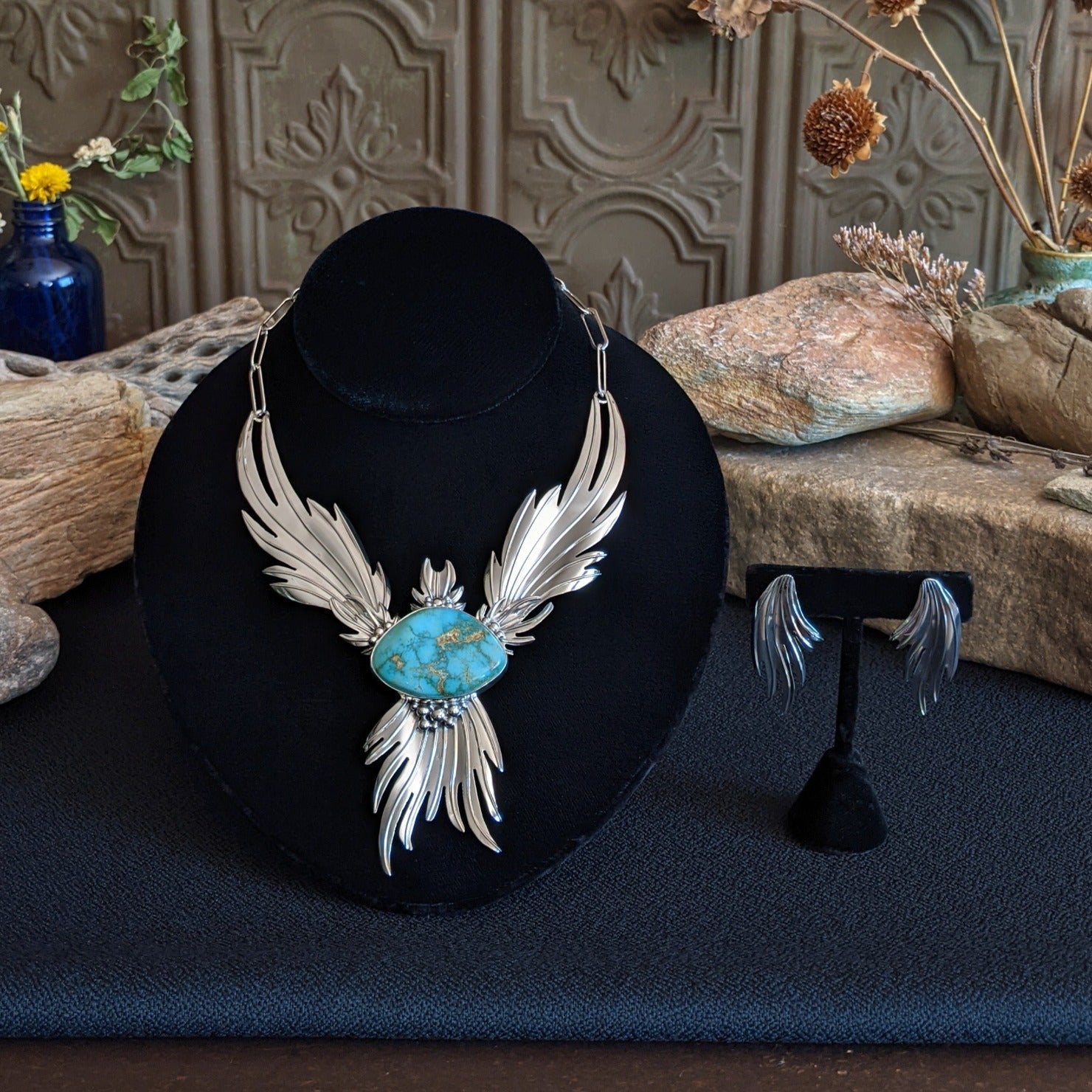 Royston Turquoise Pegasus Necklace Set by Juan Willie SWSG-JWS-0004