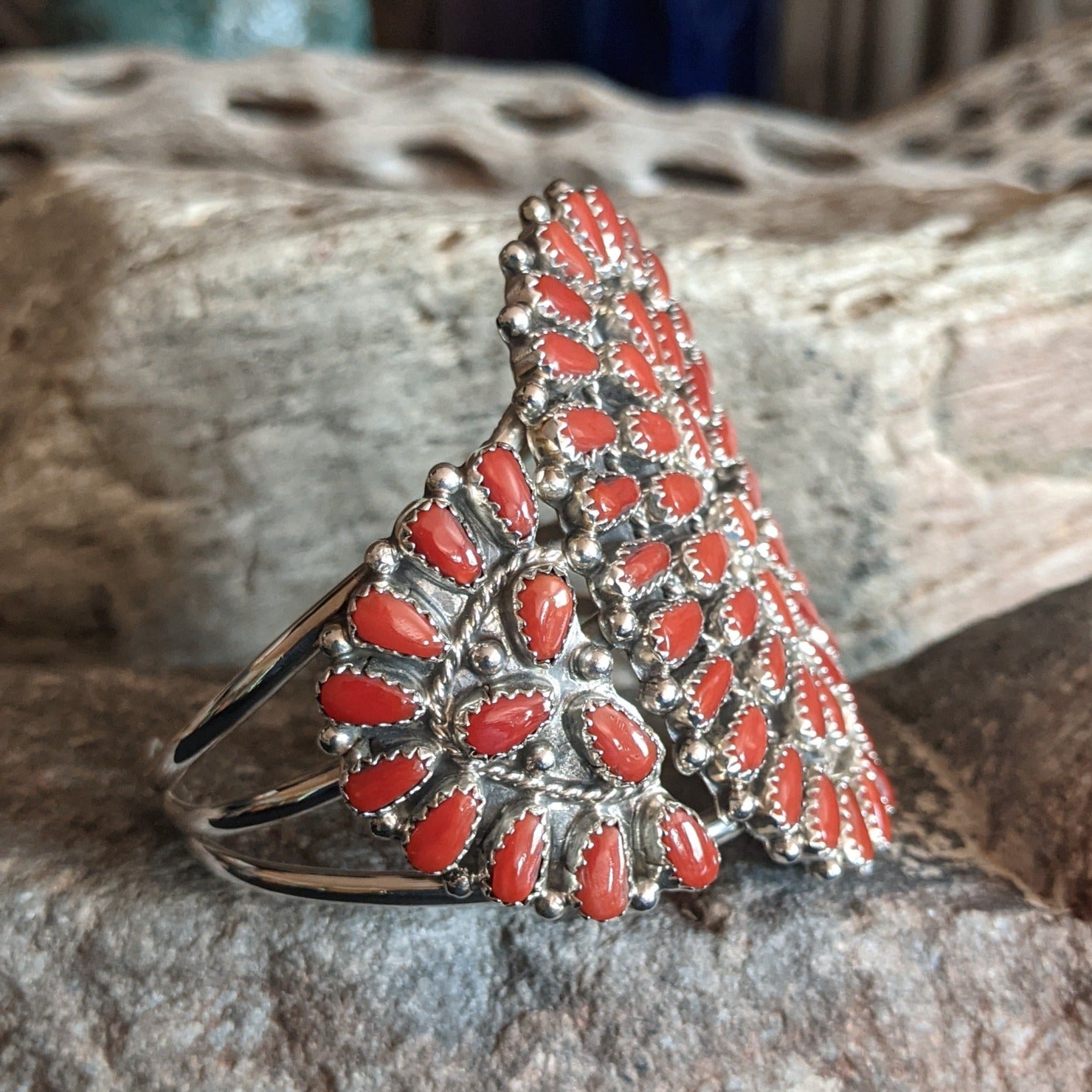 Red Coral Cluster Bracelet by Alicia Wilson GJ-BRC-0071