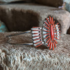 Zuni Needlepoint Red Coral Cuff by Carla Laconsello GJ-BRC-0073