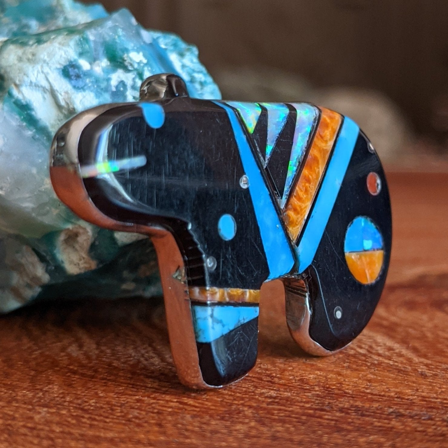 Navajo Made Bear Inlay Pendant & Pin GJ-PND-0054