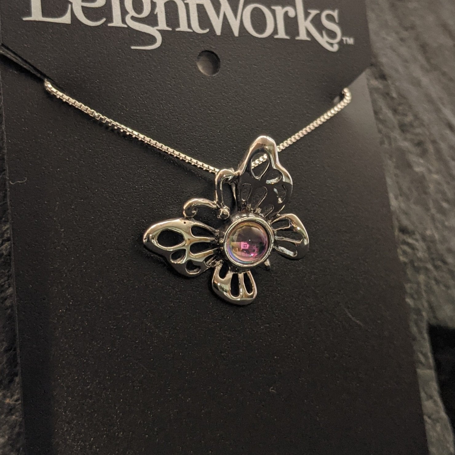 Butterfly Sterling Silver Necklace by Leightworks GJ-NKL-0028 (Pink)