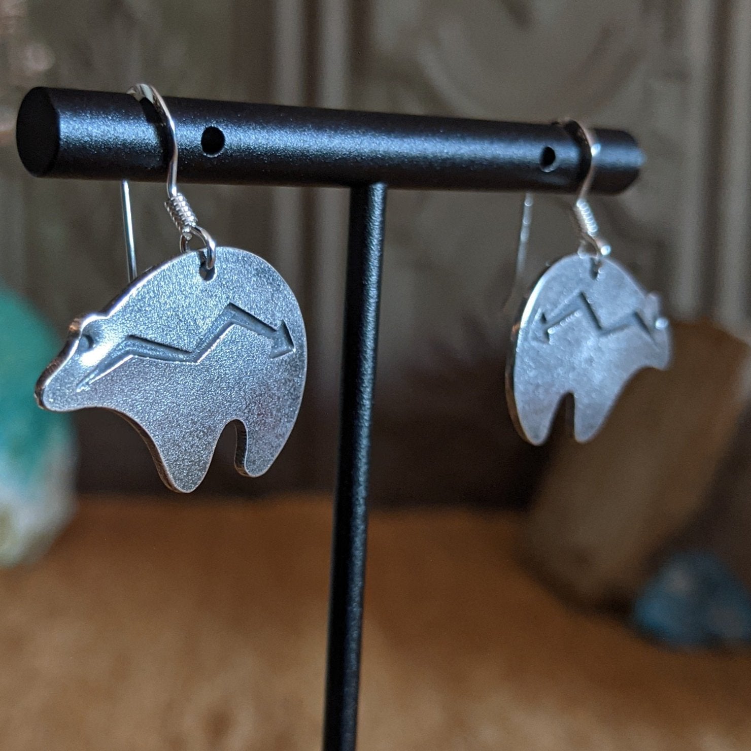 Silver Spirit Bear Earrings by Everett & Mary Teller SWSG-ERN-0020