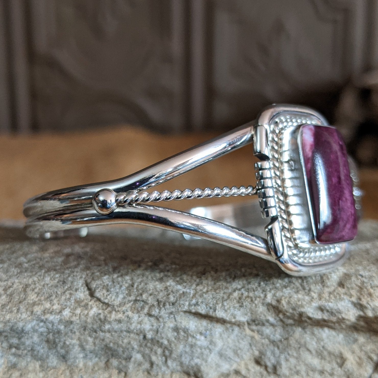 Purple Spiny Oyster Shell Cuff by Dave Skeets SWSG-BRC-0017
