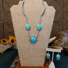 Kingman Turquoise Necklace & Earrings Set by Artie Yellowhorse GJ-JWS-0002