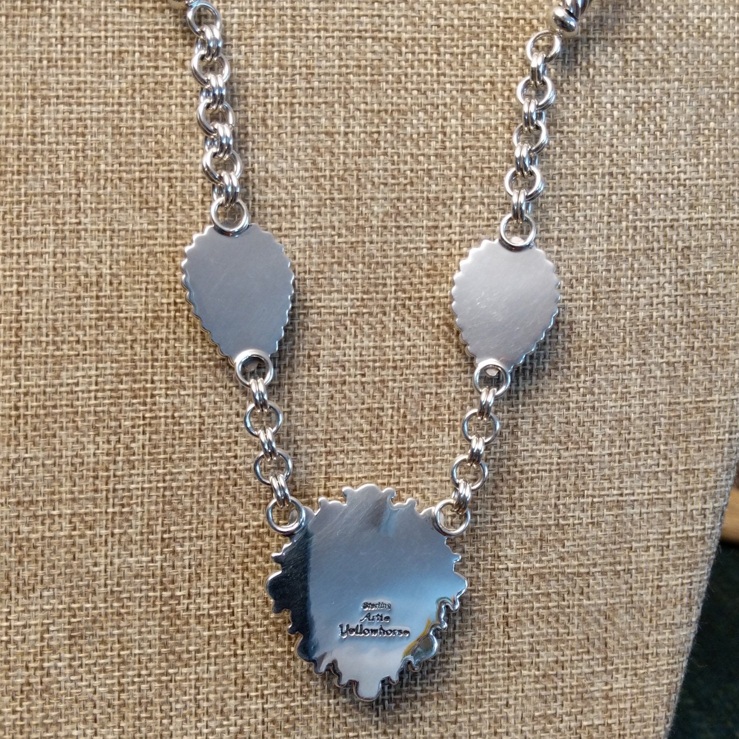 Kingman Turquoise Necklace & Earrings Set by Artie Yellowhorse GJ-JWS-0002