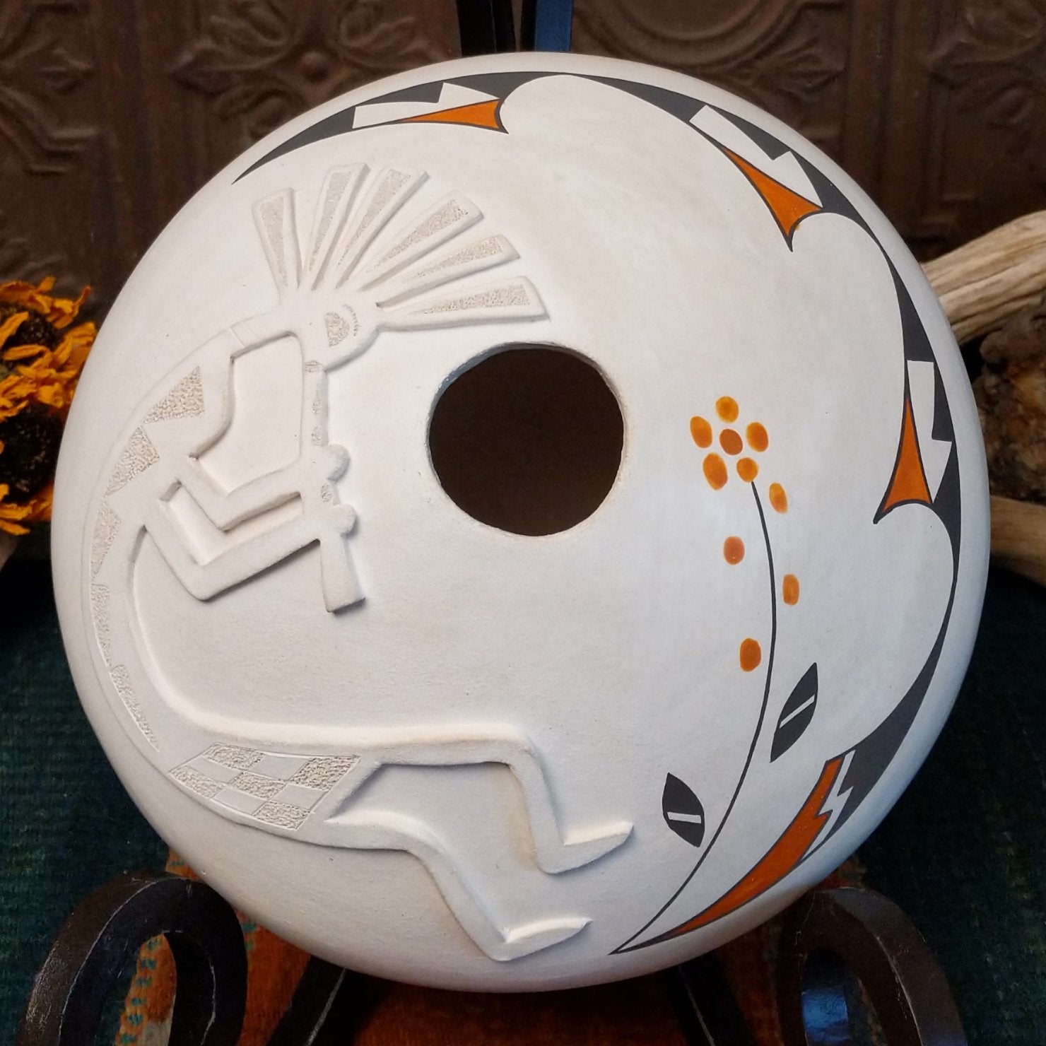 Acoma Kokopelli Seed Pot by J.H. Shutiva & Bennett H. SWT-POT-0046