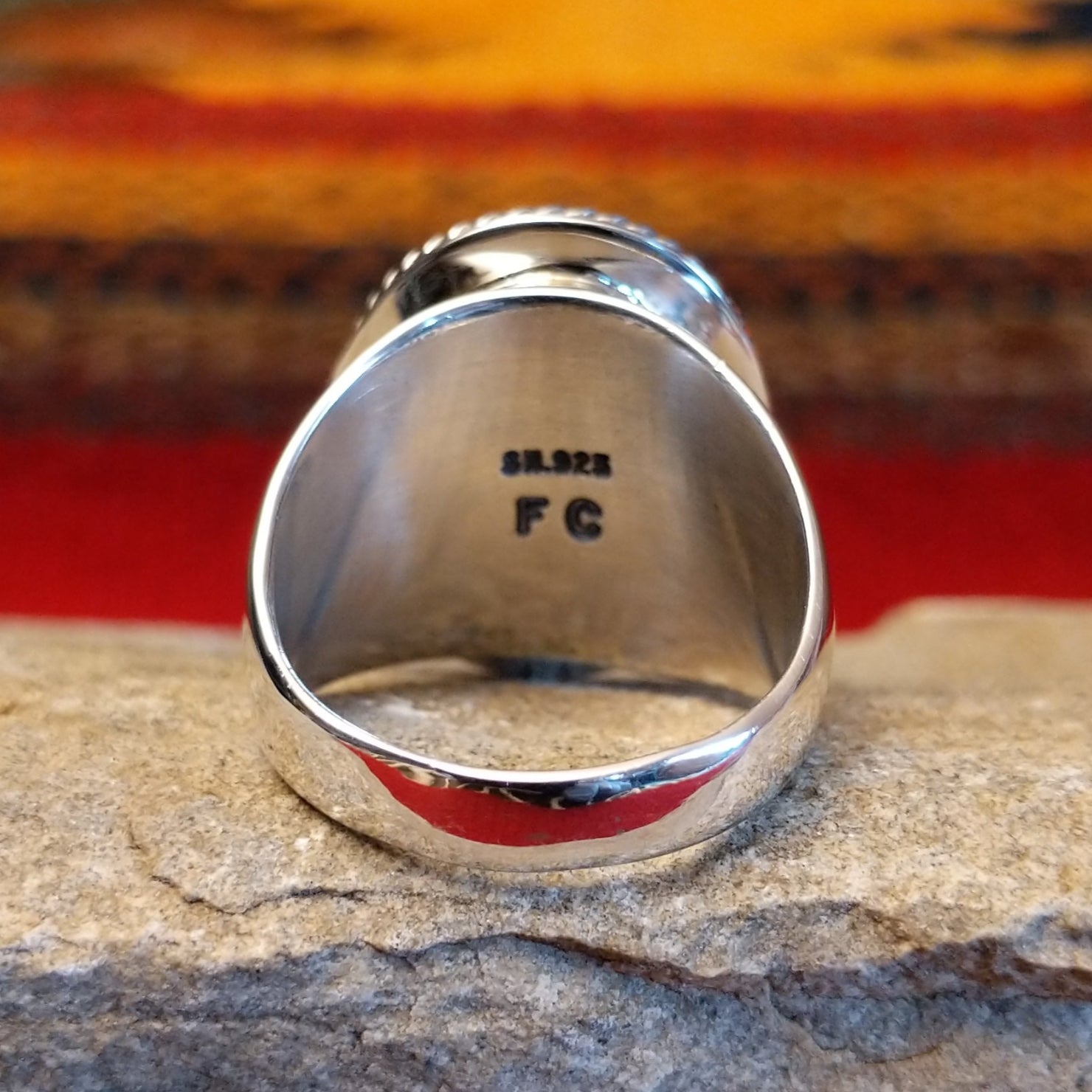 Kingman Turquoise Ring by Frederick Chavez GJ-RNG-0093 Size 11