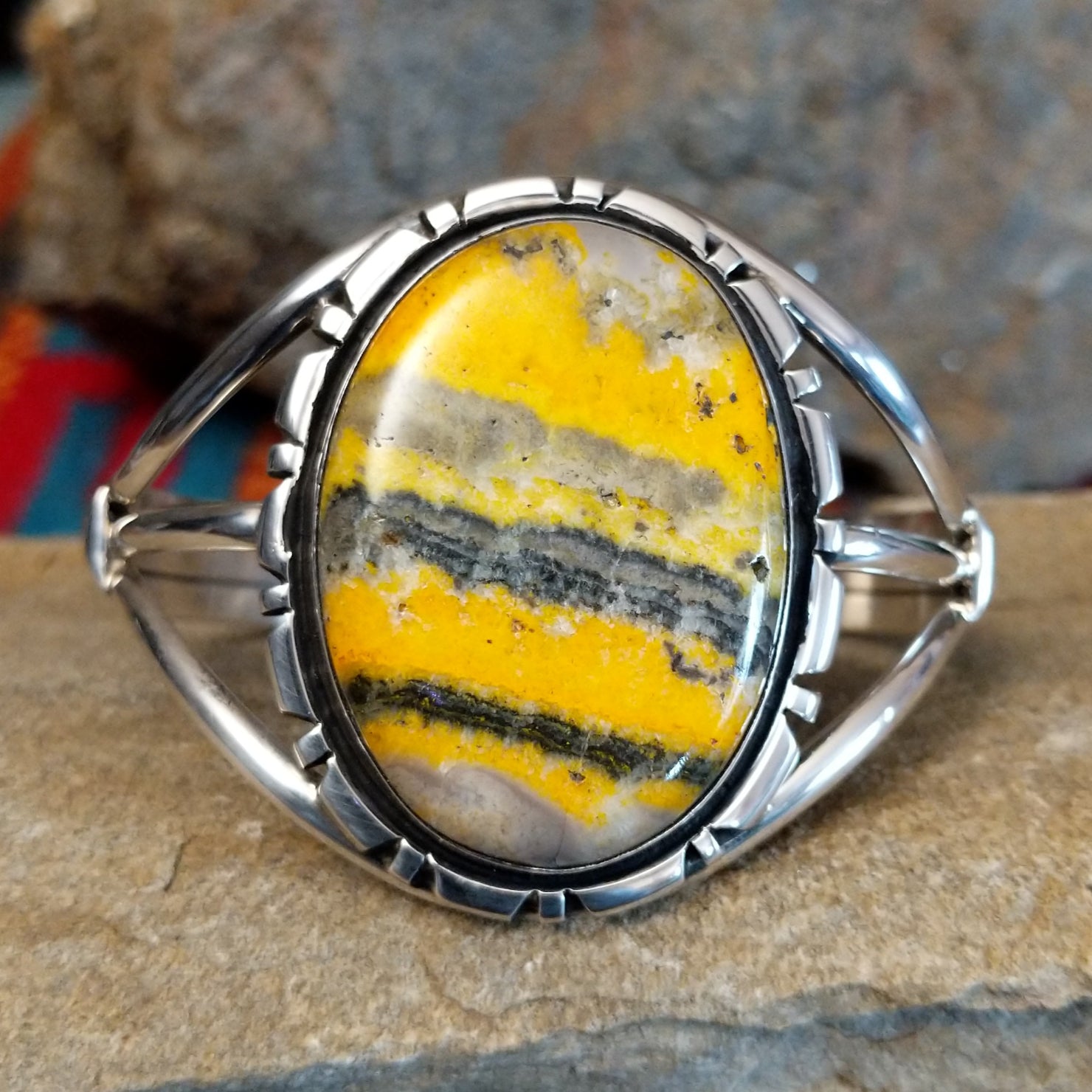 Large Bumblebee Jasper Cuff by R. Kee GJ-BRC-0104