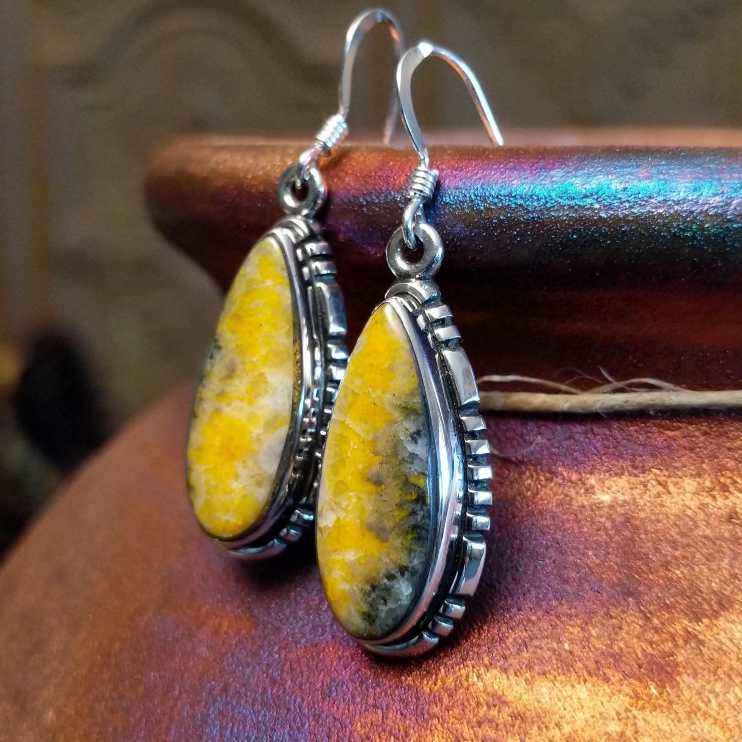 Navajo Made Bumblebee Jasper Earrings GJ-ERN-0082