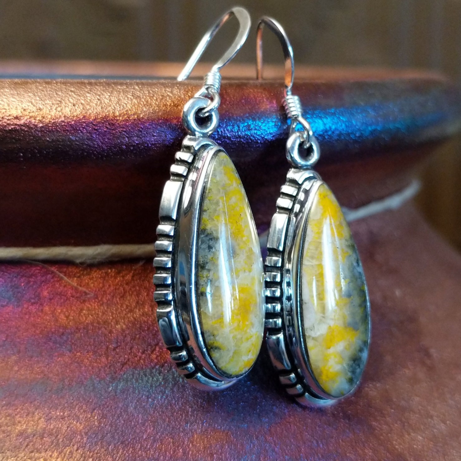 Navajo Made Bumblebee Jasper Earrings GJ-ERN-0082