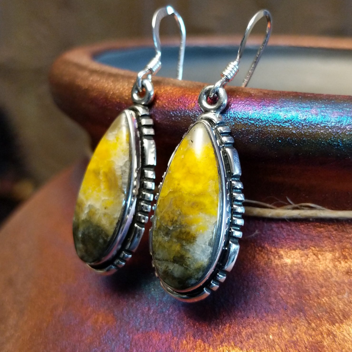 Navajo Made Bumblebee Jasper Earrings GJ-ERN-0084