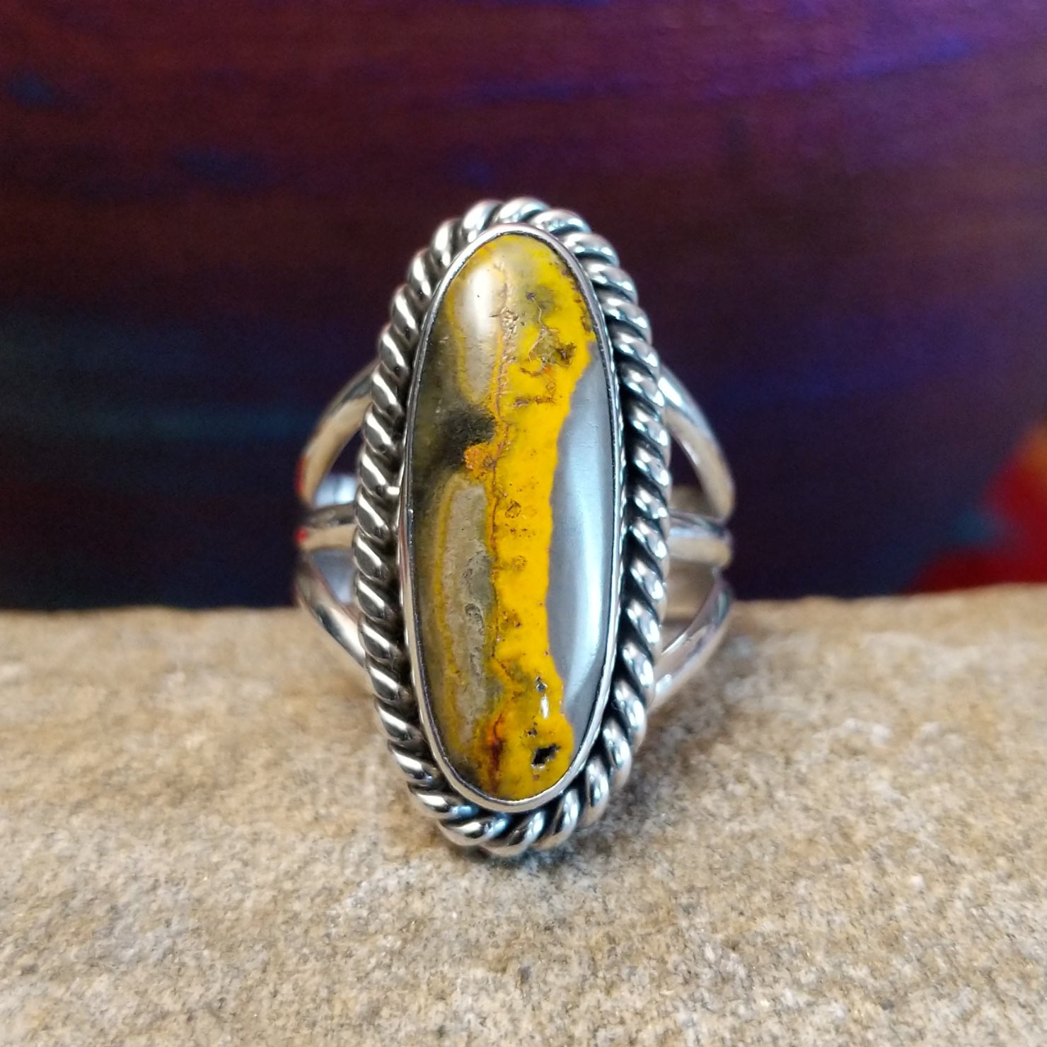 Bumblebee Jasper Oval Ring by Terry Wood GJ-RNG-0100 Size 7.5