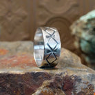 Diamondback Design Stamped Silver Ring by R. Grace GJ-RNG-0002 Various Sizes