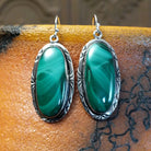 Large Malachite Oval Earrings by Terry Wood SWSG-ERN-0048