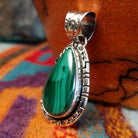 Large Malachite Teardrop Pendant by Anna Begay SWSG-PND-0019
