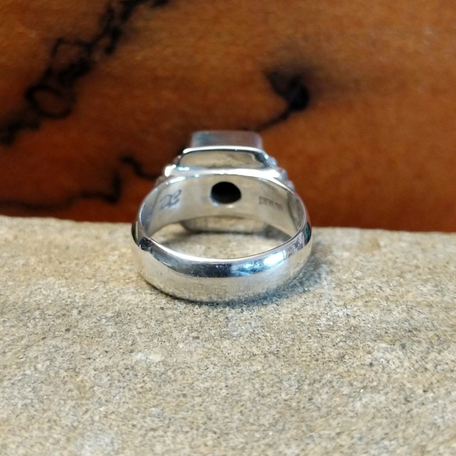 Navajo Made Square Malachite Ring by D.C. SWSG-RNG-0048 Size 6