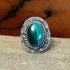 Navajo Made Malachite Oval Ring SWSG-RNG-0053 Size 8.5
