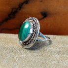 Navajo Made Malachite Oval Ring SWSG-RNG-0053 Size 8.5