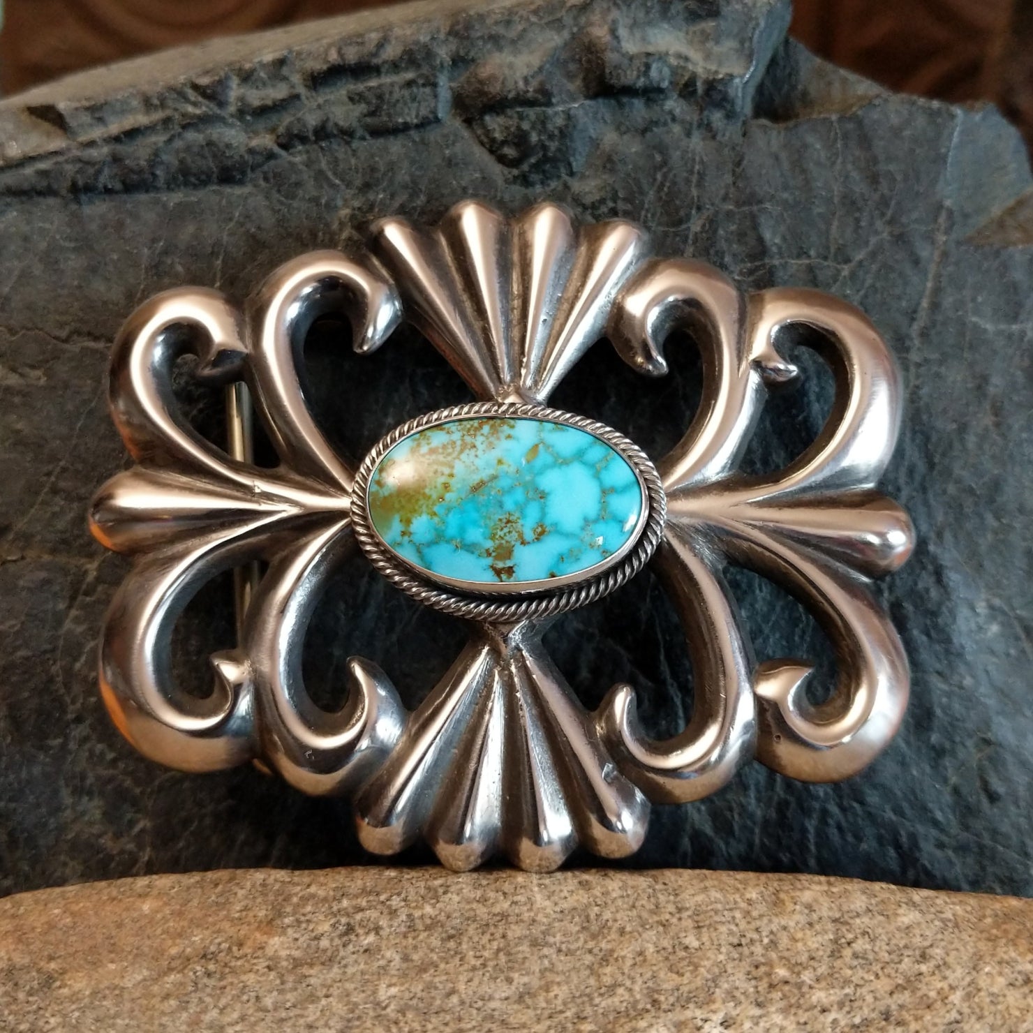 Turquoise Sandcast Buckle by Rose A. Chee SWSG-BKL-0001