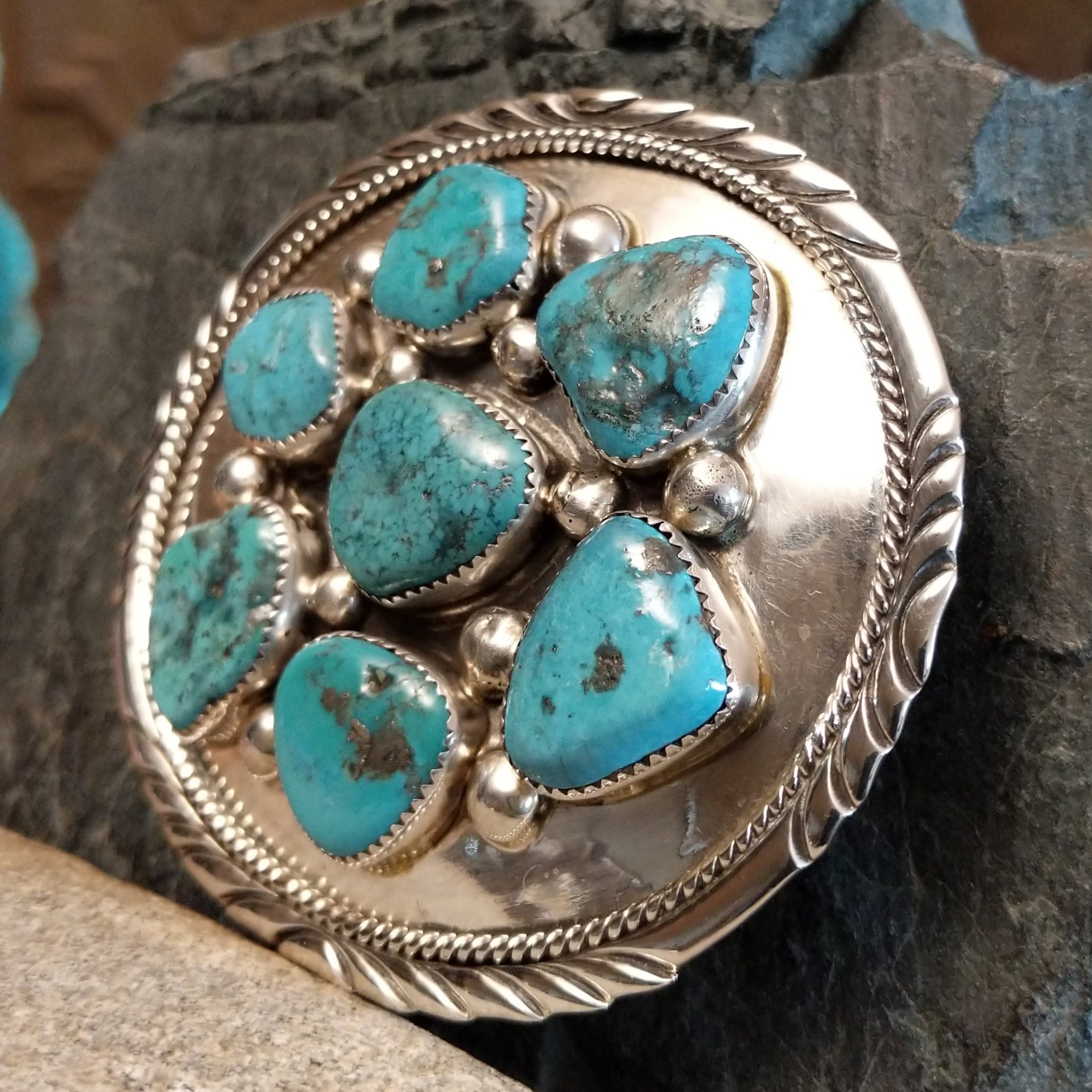 Kingman Turquoise Buckle by Charlene & Robert Little SWSG-BKL-0008