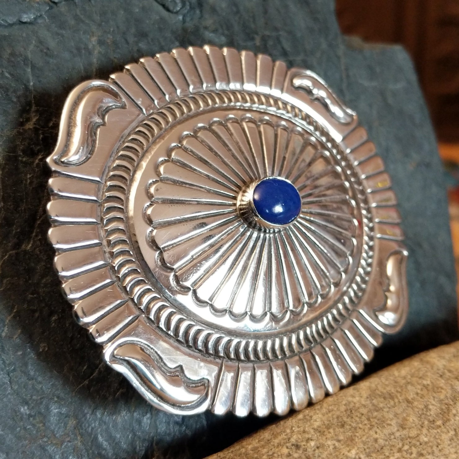 Navajo Lapis Buckle by P. SWSG-BKL-0011