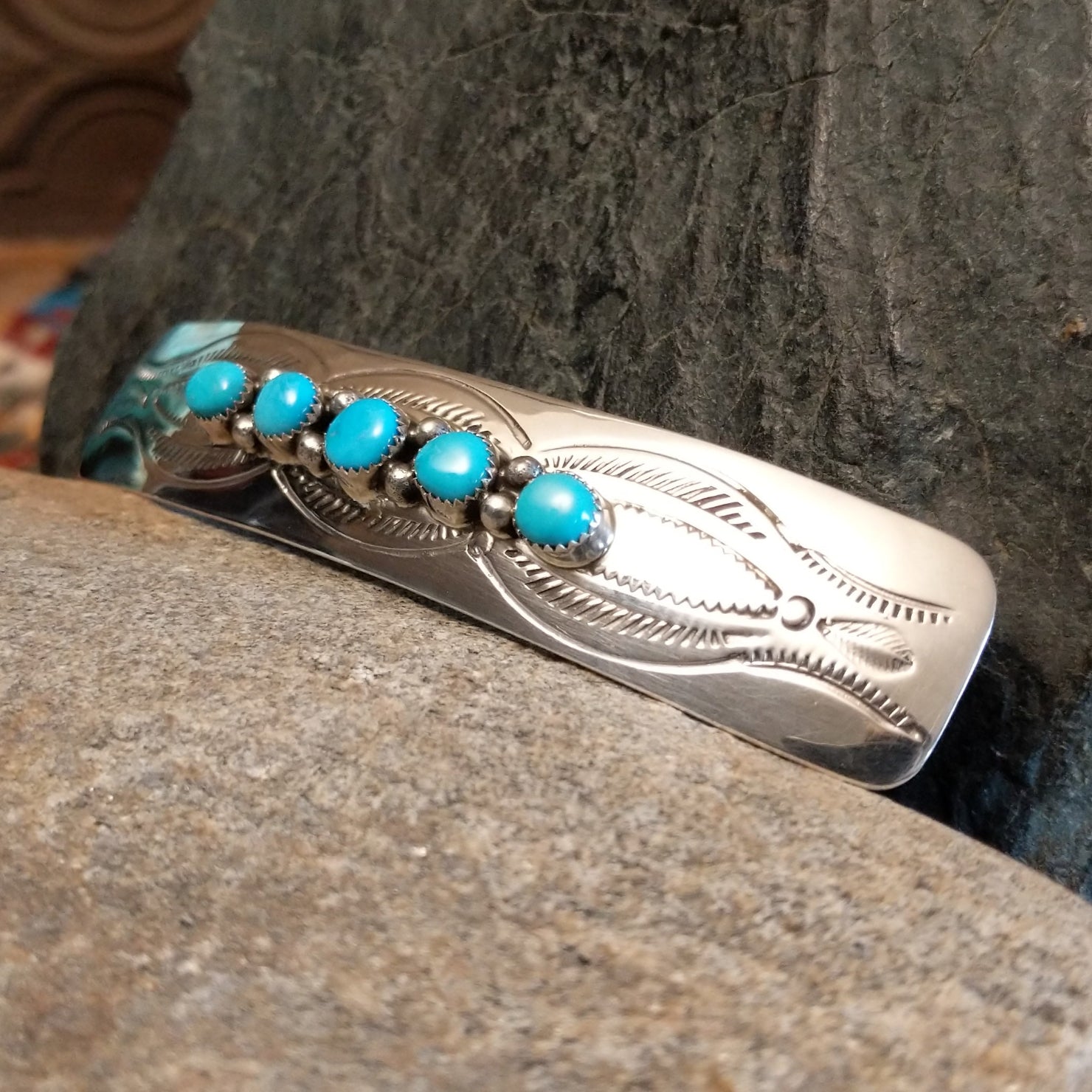 Navajo Made Turquoise Barrette GJ-BRT-0003