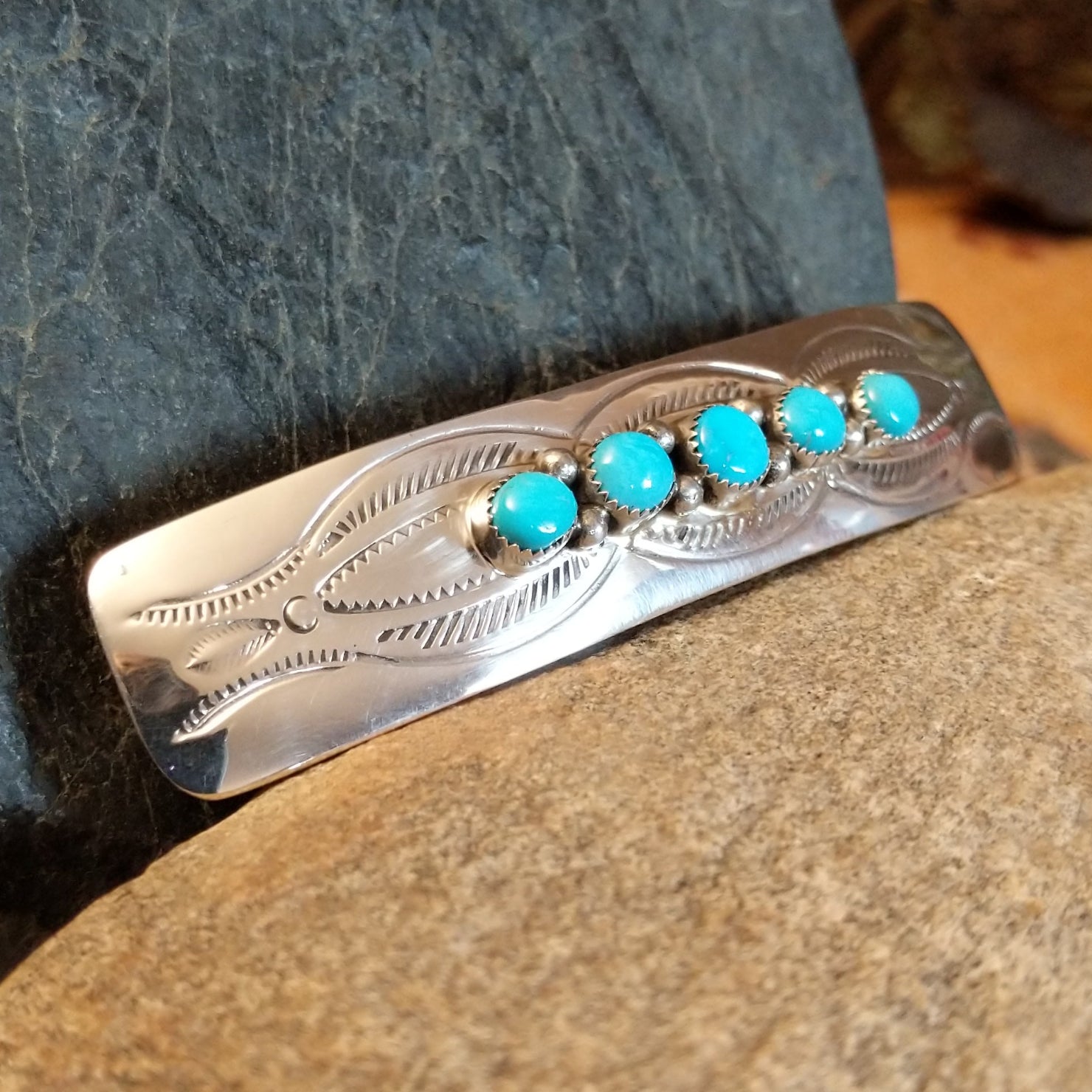 Navajo Made Turquoise Barrette GJ-BRT-0003