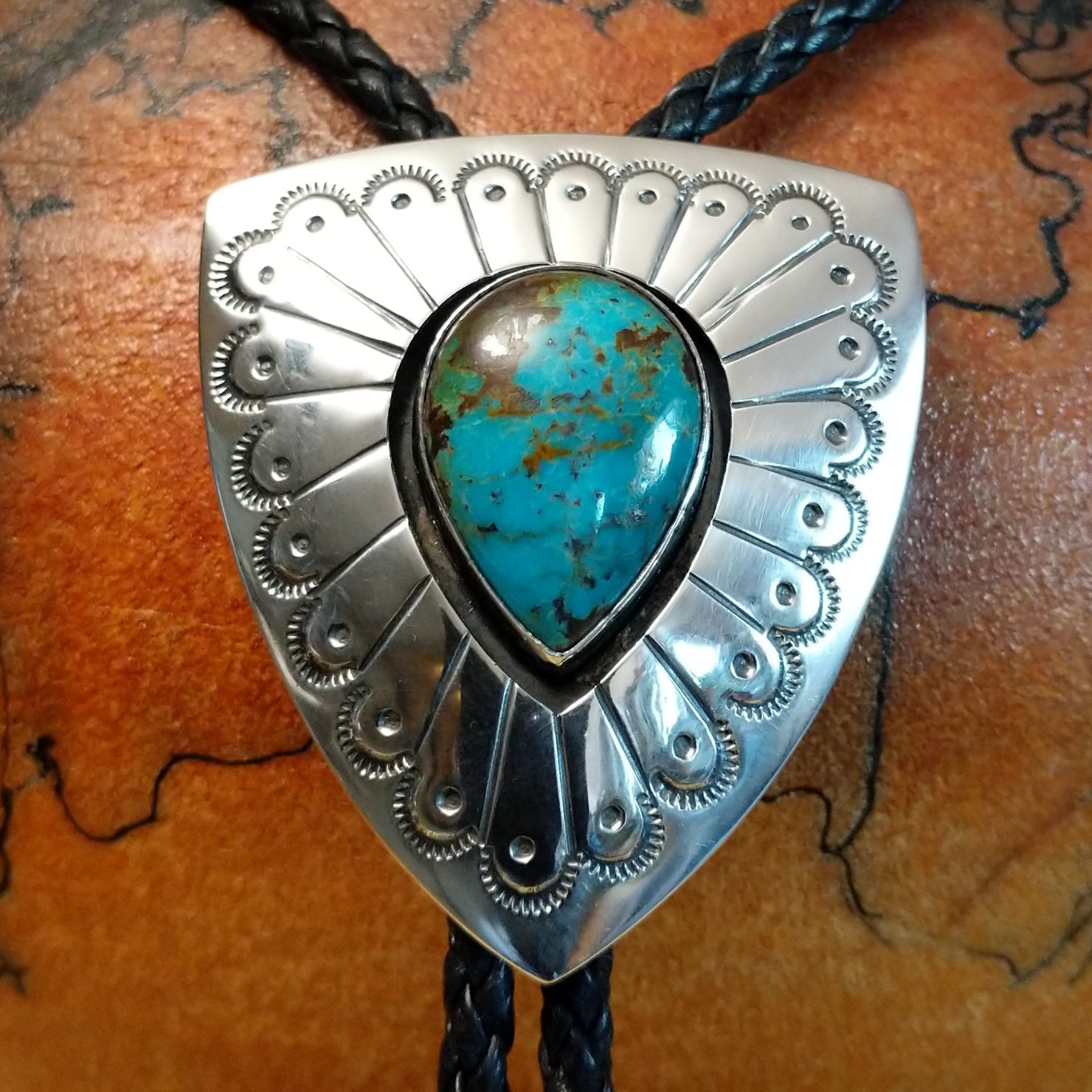 Redskin Turquoise Bolo Tie by Everett & Mary Teller SWSG-BOL-0003