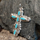Zuni Turquoise Cross Pendant by Cecilia Iule GJ-PND-0005