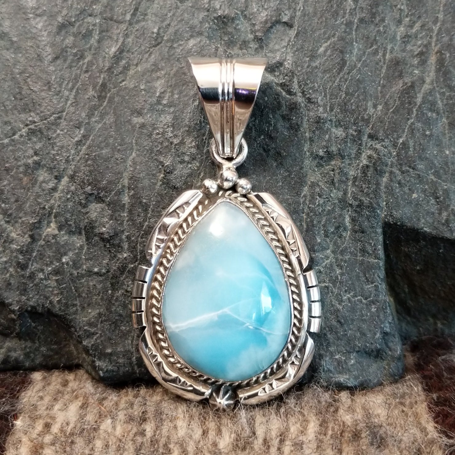 Navajo Made Larimar Pendant GJ-PND-0021