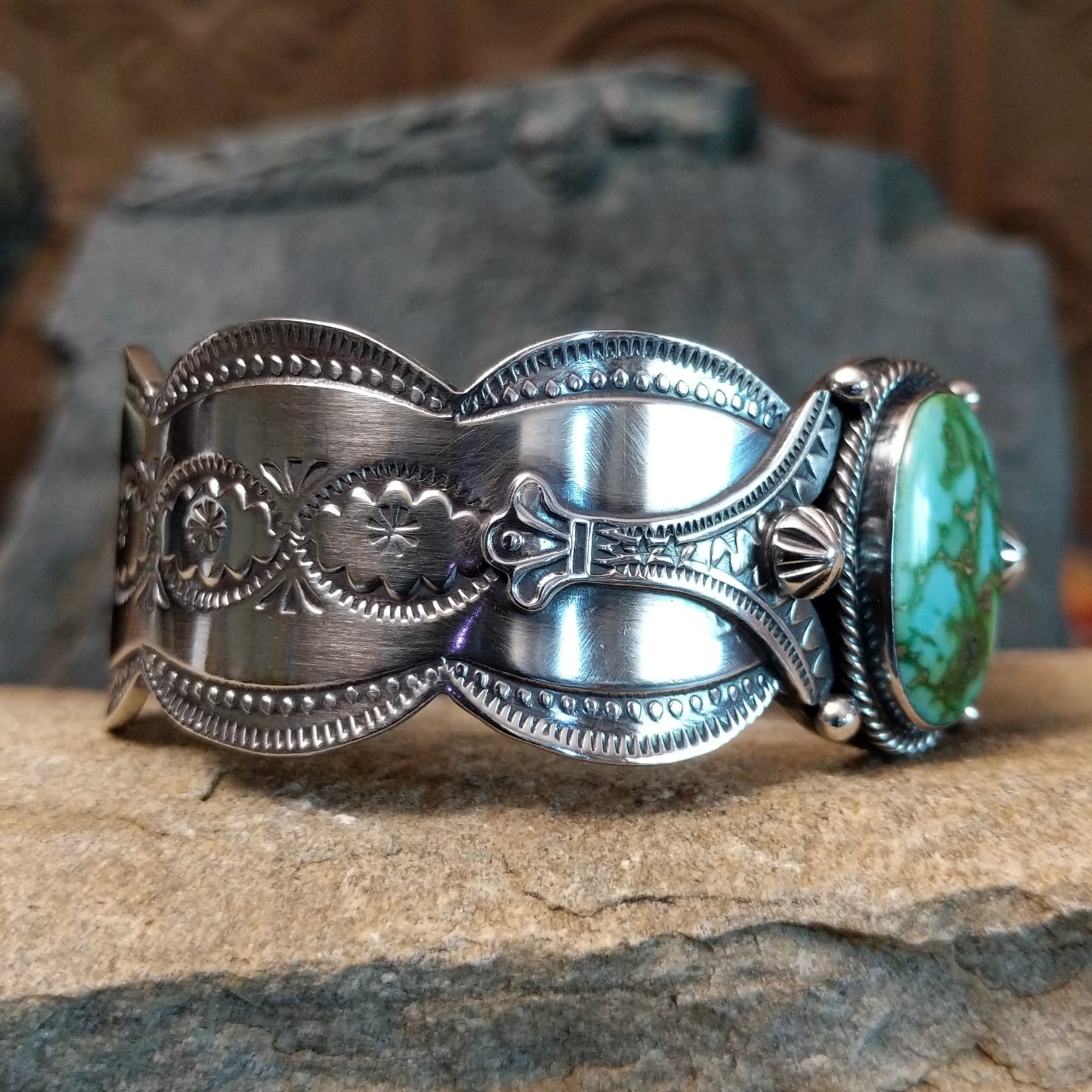 Sonoran Gold Turquoise Cuff by Murphy Platero GJ-BRC-0031